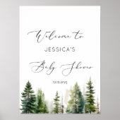 Minimalistische Pinienbäume Babydusche Empfang Poster (Vorne)