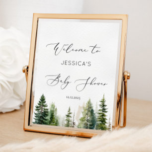 Minimalistische Pinienbäume Babydusche Empfang Poster