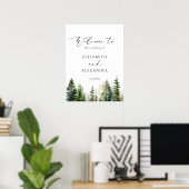 Minimalistische Pinienbäume Hochzeitsempfang Poster (Heimbüro)