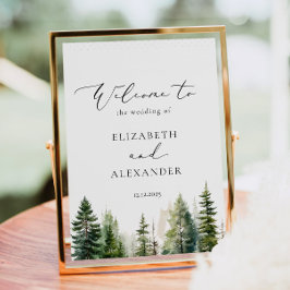 Minimalistische Pinienbäume Hochzeitsempfang Poster
