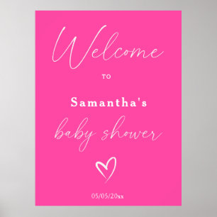 Minimalistische Pink Baby Dusche Empfang Poster