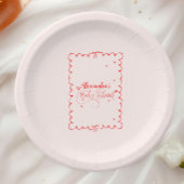 Minimalistische Pink Bow Doodle Kinderdusche Pappteller