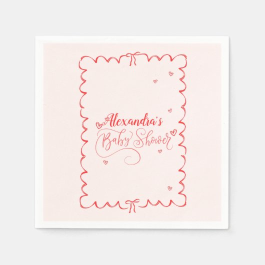 Minimalistische Pink Bow Doodle Kinderdusche Serviette (Vorderseite)