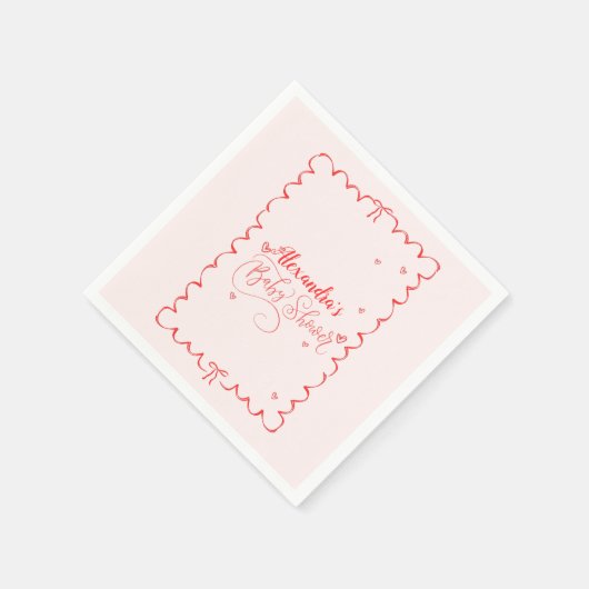 Minimalistische Pink Bow Doodle Kinderdusche Serviette (Ecke)