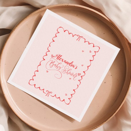 Minimalistische Pink Bow Doodle Kinderdusche Serviette