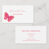 Minimalistische Pink Butterfly-Visitenkarte Visitenkarte (Vorne/Hinten)
