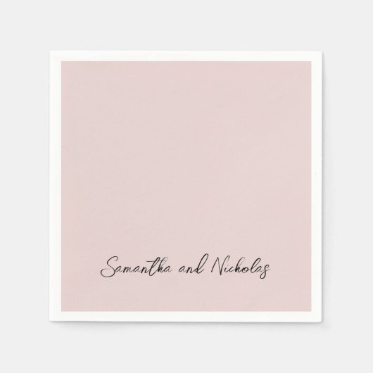 Minimalistische Pink-Kalligraphieschrift Serviette (Vorderseite)