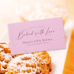 Minimalistische Pink Kraft Elegante Schrift Bäcker Visitenkarte