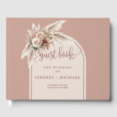 Minimalistische Pink Pampas Arch Floral Hochzeit Gästebuch (Vorderseite)