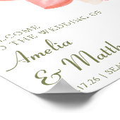 Minimalistische Pink Watercolor Blumenhochzeit Beg Poster (Ecke)