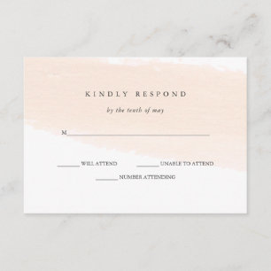 Minimalistische Pinsel Blush Pink Stripe Wedding RSVP Karte