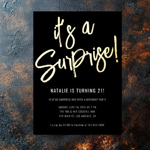 Minimalistische Pinsel-Schriftart Schwarz Gold 21. Folieneinladung