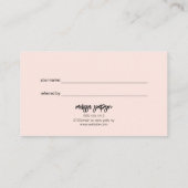 Minimalistische Pinselschrift Rosa-Referenz Empfehlungskarte (Rückseite)