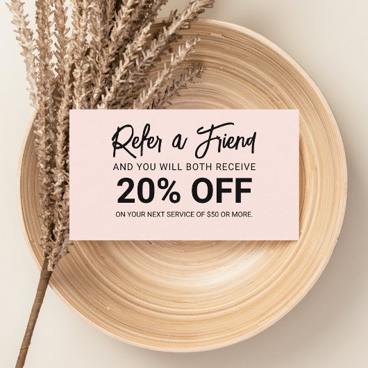 Minimalistische Pinselschrift Rosa-Referenz Empfehlungskarte