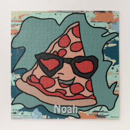 Minimalistische Pizza mit Sonnenbrille Classic Puzzle