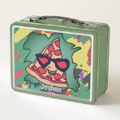 Minimalistische Pizza mit Sonnenbrille Metall Brotdose (Rückseite)