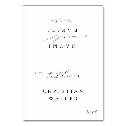 Minimalistische Platzkarte für moderne Drehbücher Tischnummer (Vorderseite)