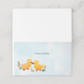 Minimalistische Platzkarten für ZweibettBaby-Duck (Außenseite Aufgefaltet)