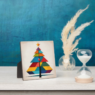 Minimalistische Pop-Art-Geometrie-Weihnachtsbaum Fotoplatte