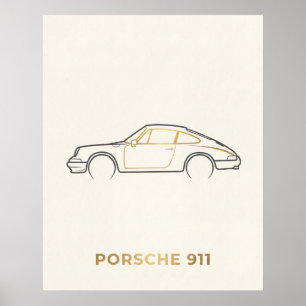 Minimalistische Porsche 911 Linienkunst Poster