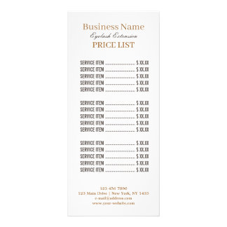 Minimalistische Preisliste für moderne Lash Künstl Werbekarte