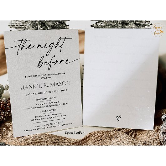 Minimalistische Probe Abendessen Einladung Boho Mo