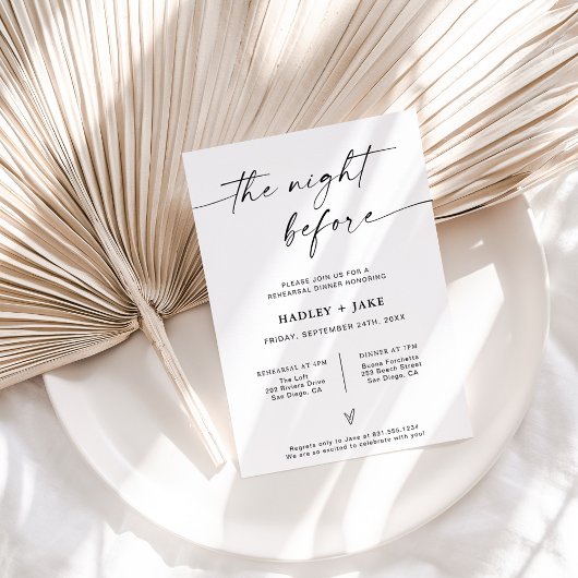 Minimalistische Probe Abendessen Einladung Night B