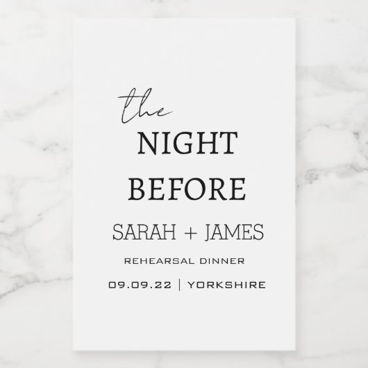 Minimalistische Probe Abendessen vor Mini Weinetikett (Einzelnes Label)