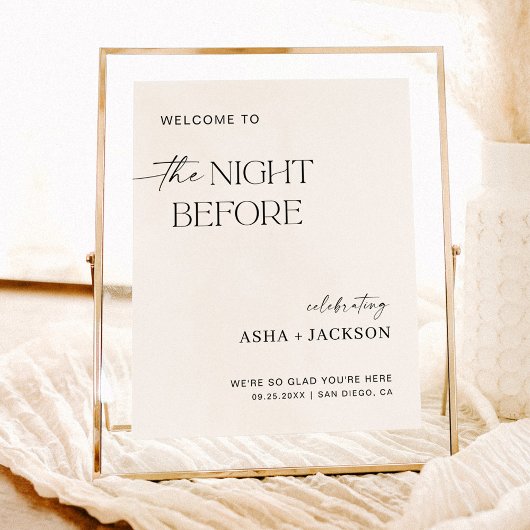 Minimalistische Probe Dinner Willkommensschild Poster