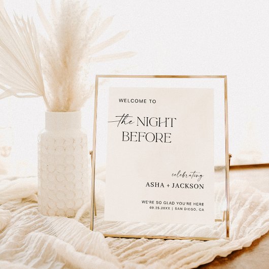 Minimalistische Probe Dinner Willkommensschild Poster