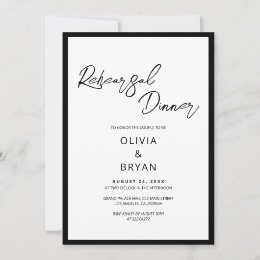 Minimalistische Probe für Schwarzes Skript Einladung (Vorderseite)