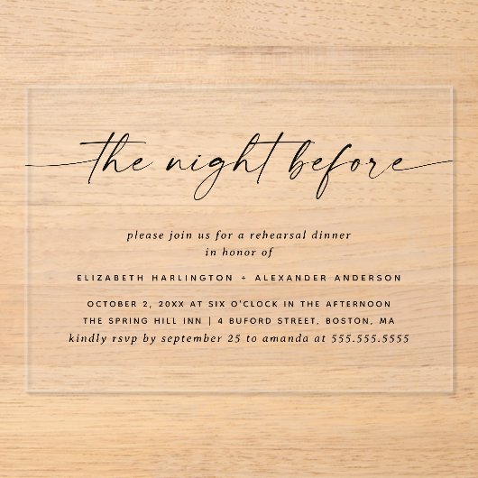 Minimalistische Probe | Moderne Transparenz Acryleinladungen (Vorderseite)