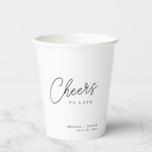 Minimalistische Prost auf die Liebe Hochzeitspapie Pappbecher