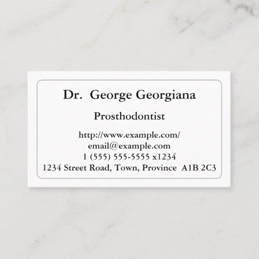 Minimalistische Prosthodontistische Visitenkarte (Vorderseite)
