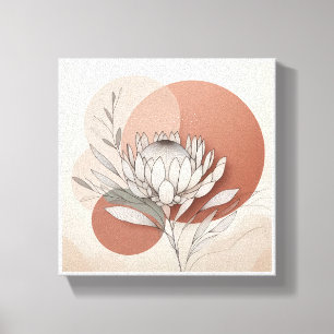 Minimalistische Protea-Botanik-Kunst - Elegante Li Leinwanddruck