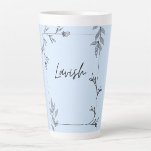Minimalistische, pulverblaue, üppige, botanische L Milchtasse