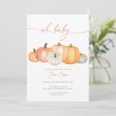 Minimalistische Pumpkin Baby Dusche Einladung (Stehend Vorderseite)