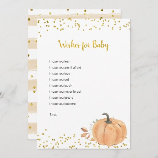 Minimalistische Pumpkin Floral Wünsche für Kinders Einladung (Vorne/Hinten)