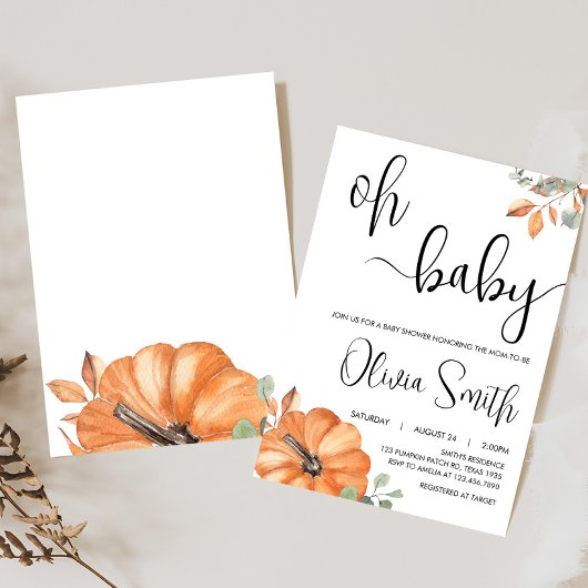 Minimalistische Pumpkin-Kinderdusche Einladung