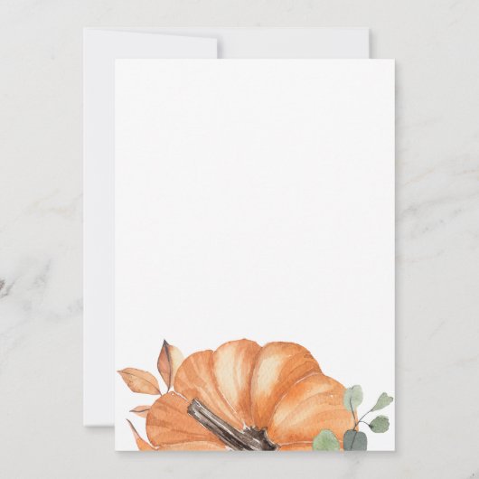 Minimalistische Pumpkin-Kinderdusche Einladung (Rückseite)