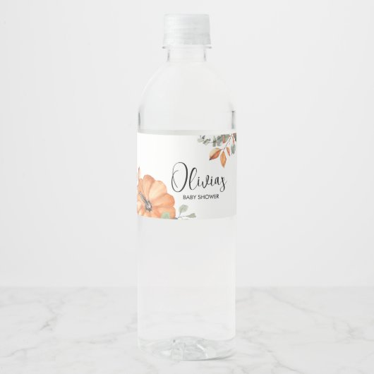 Minimalistische Pumpkin-Kinderdusche Wasserflaschenetikett (Vorderseite)