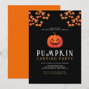 Minimalistische Pumpkin Spooky Carving Party Hallo Einladung