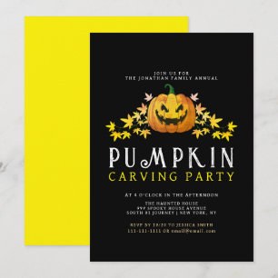 Minimalistische Pumpkin Spooky Carving Party Hallo Einladung