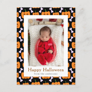 Minimalistische Pumpkin Spooky Happy Halloween 1 F Feiertagspostkarte