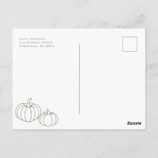 Minimalistische Pumpkins fallen dankbar dankbar, g Postkarte (Rückseite)