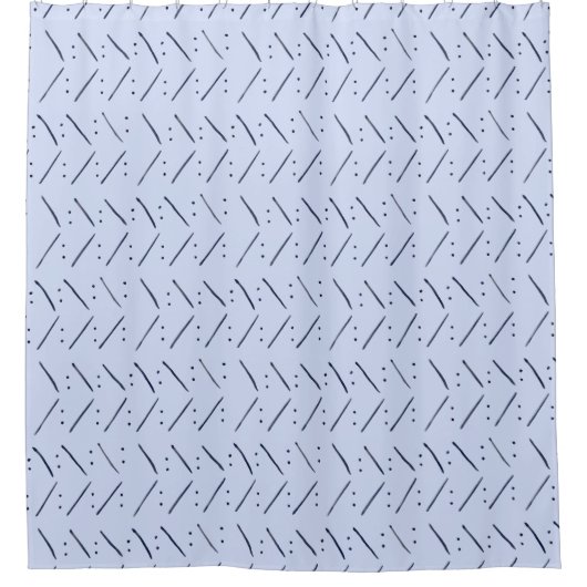 Minimalistische Punkte in Dashes Indigomuster Duschvorhang (Vorderseite)