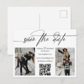 Minimalistische QR-Code-2-Fotos-Collage Save the D Ankündigungspostkarte (Vorne/Hinten)