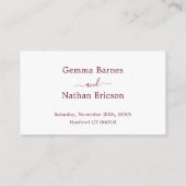 Minimalistische QR Code Burgundy Small Wedding Web Begleitkarte (Rückseite)