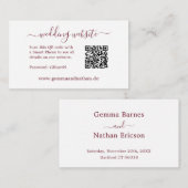 Minimalistische QR Code Burgundy Small Wedding Web Begleitkarte (Vorne/Hinten)