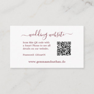 Minimalistische QR Code Burgundy Small Wedding Web Begleitkarte